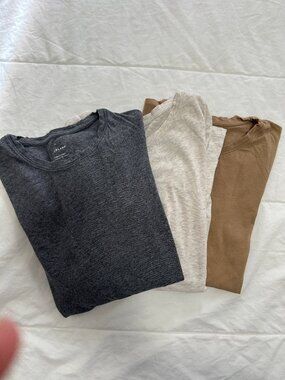 Set of 3 Everlane Organic Cotton Long-Sleeve Crew Shirt Tee Size S